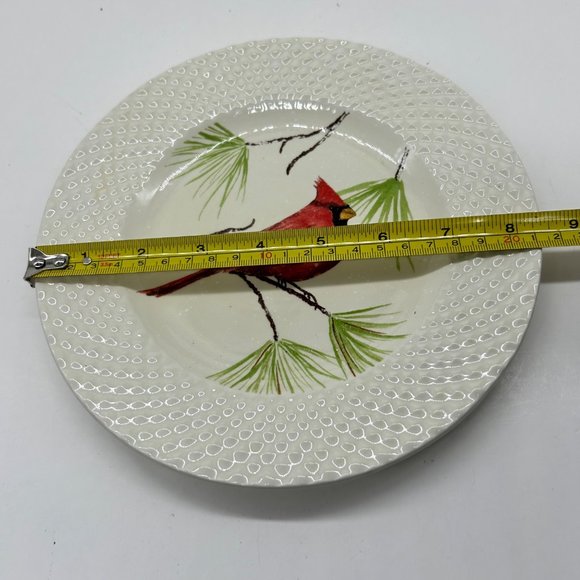 Park Designs Cardinal Salad Dessert Plate 8 3/8" Carindal on Pine Tree Branch - Picture 5 of 5